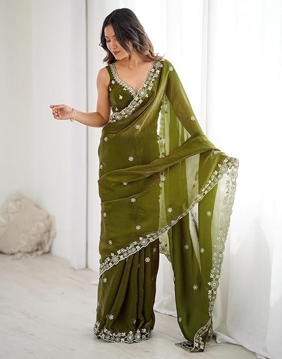 Mehendi Gotapatti Net Saree
