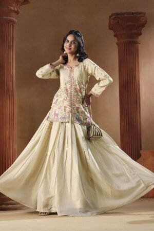 Women’s Beige Silk Lehenga Choli– Traditional Festive Wear