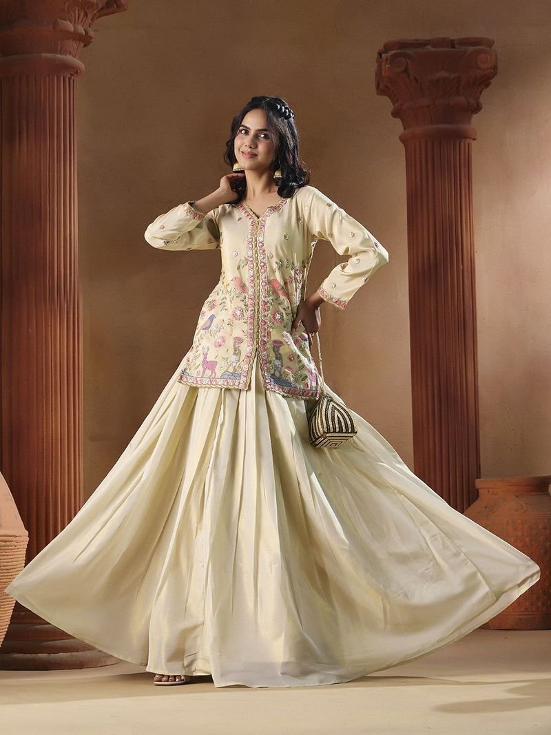 Women’s Beige Silk Lehenga Choli– Traditional Festive Wear