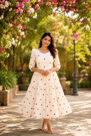 White Sneakers Outfit Ideas – Casual Dress Styling with Printed Maxi Dres