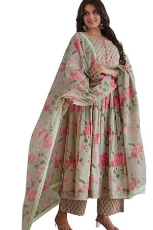 Elegant Pink Floral Anarkali Suit with Dupatta | Women’s Ethnic Wear for Festive & Casual Occasions