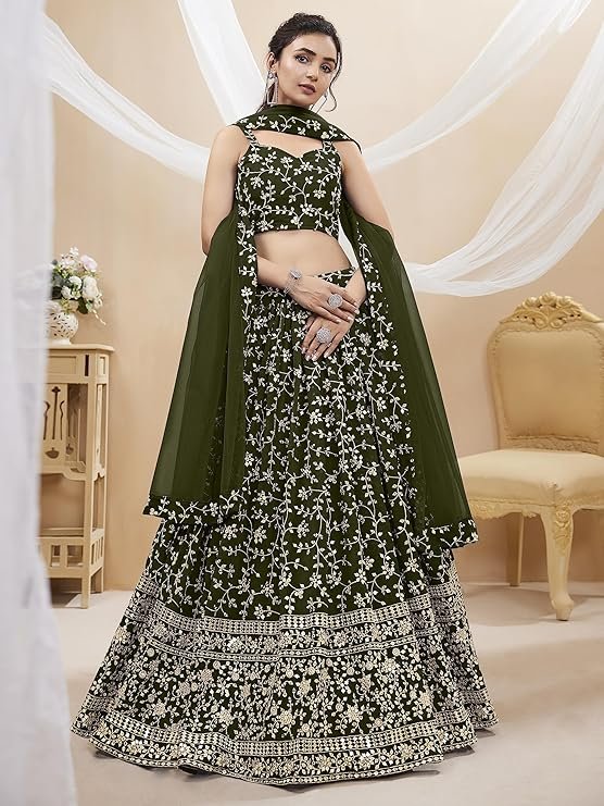 Women Georgette Embroidered Fabric - Image 2