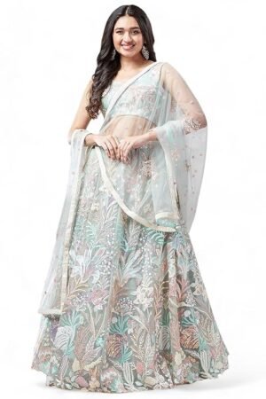 Pastel Mint Embroidered Lehenga Choli for Women