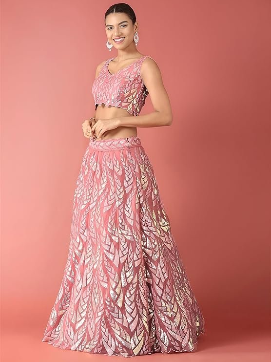 Stylish Pink Sequin Embroidered Lehenga Choli for Women - Image 2