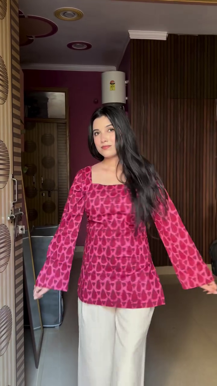 Women Maroon Printed Square Neck Kurta Palazzo Set - Image 3
