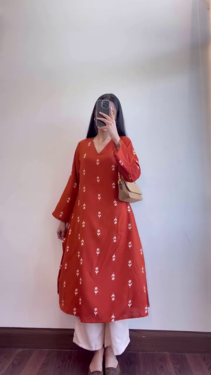 Women Blush Pink Printed A Line Kurta - Image 5