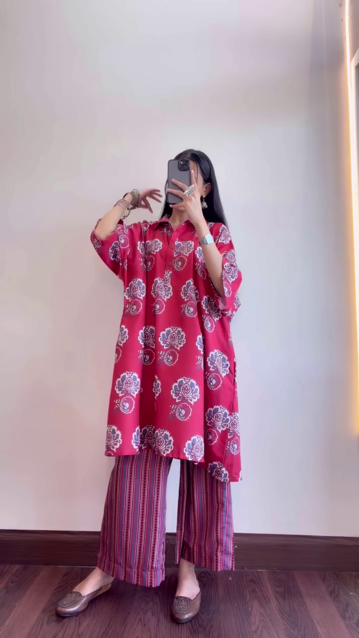 Women Blush Pink Printed A Line Kurta - Image 6