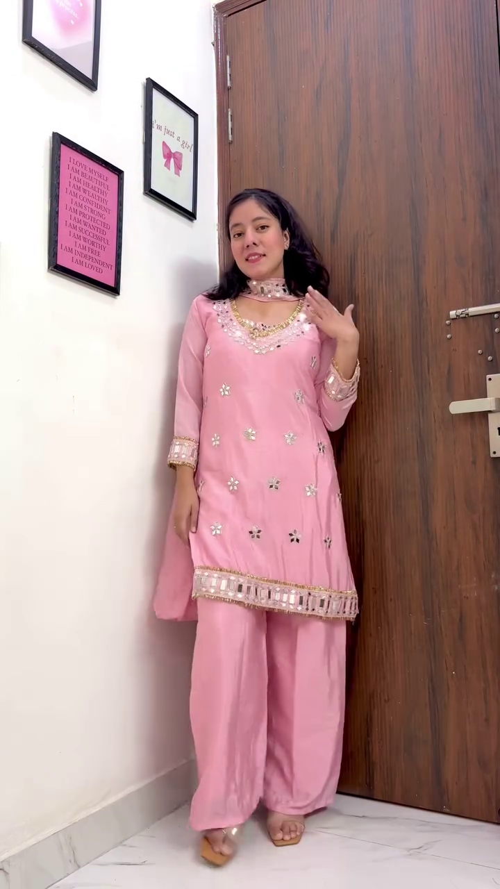 Women's Georgette Sequin Embroidered Kurti